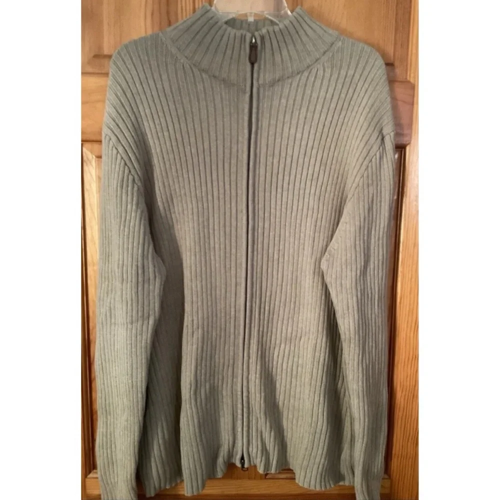 J. CREW Ribbed Full Zip Cardigan Sweater Tan/ Beige Neutral Classic